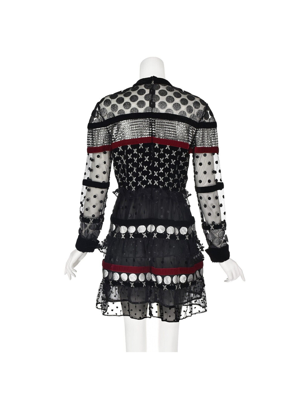 DODO BAR OR Black & Silver Tulle & Lace "Amaliya" Mini Party Dress, SIZE 12 - Picture 8 of 9